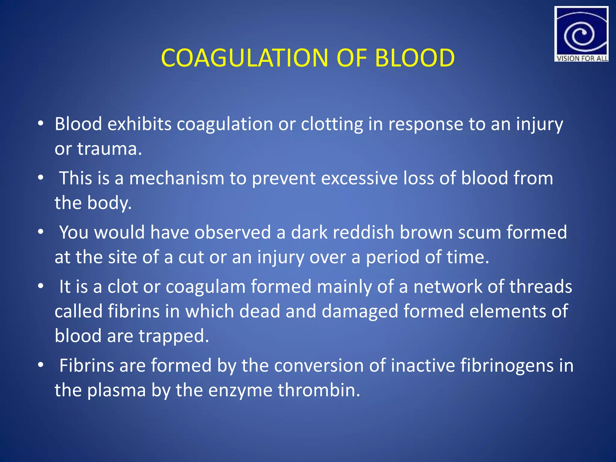 Blood Threads Blood Erythrocytes (red blood cells) Leukocytes (white blood cells ...