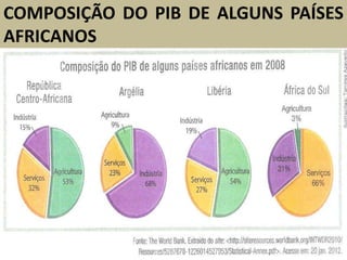COMPOSIÇÃO DO PIB DE ALGUNS PAÍSES
AFRICANOS
 