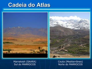 Cadeia do AtlasA Cadeia do Atlas impede que as nuvens carregadas com umidade entrem no interior do continente africano sendo um dos causadores da criação e manutenção do Deserto do Saara