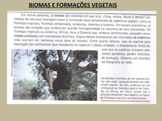 BIOMAS E FORMAÇÕES VEGETAIS
 
