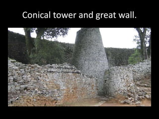 Conical tower and great wall.
 