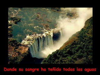 Donde su sangre ha teñido todas las aguas 