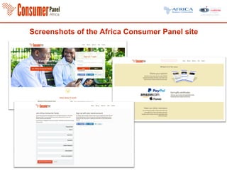 Screenshots of the Africa Consumer Panel site
 