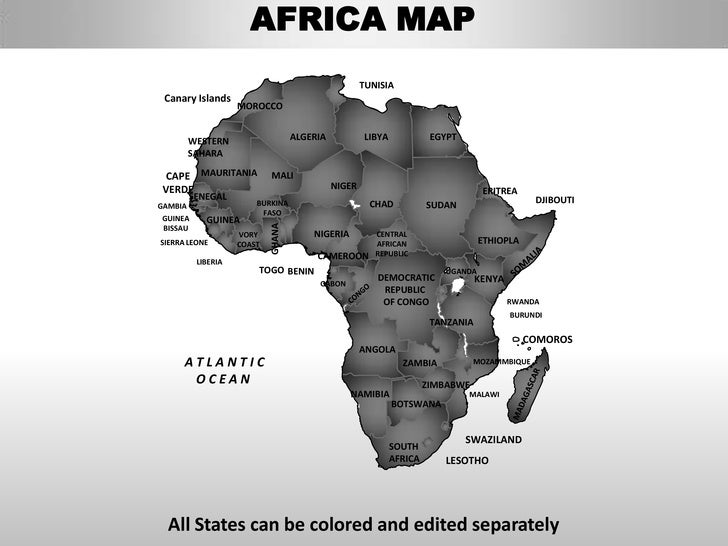 Africa Editable Continent Map With Countries