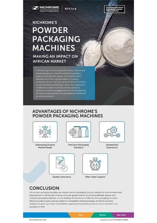 Nichrome’s Powder Packaging Machines making an Impact on African Market