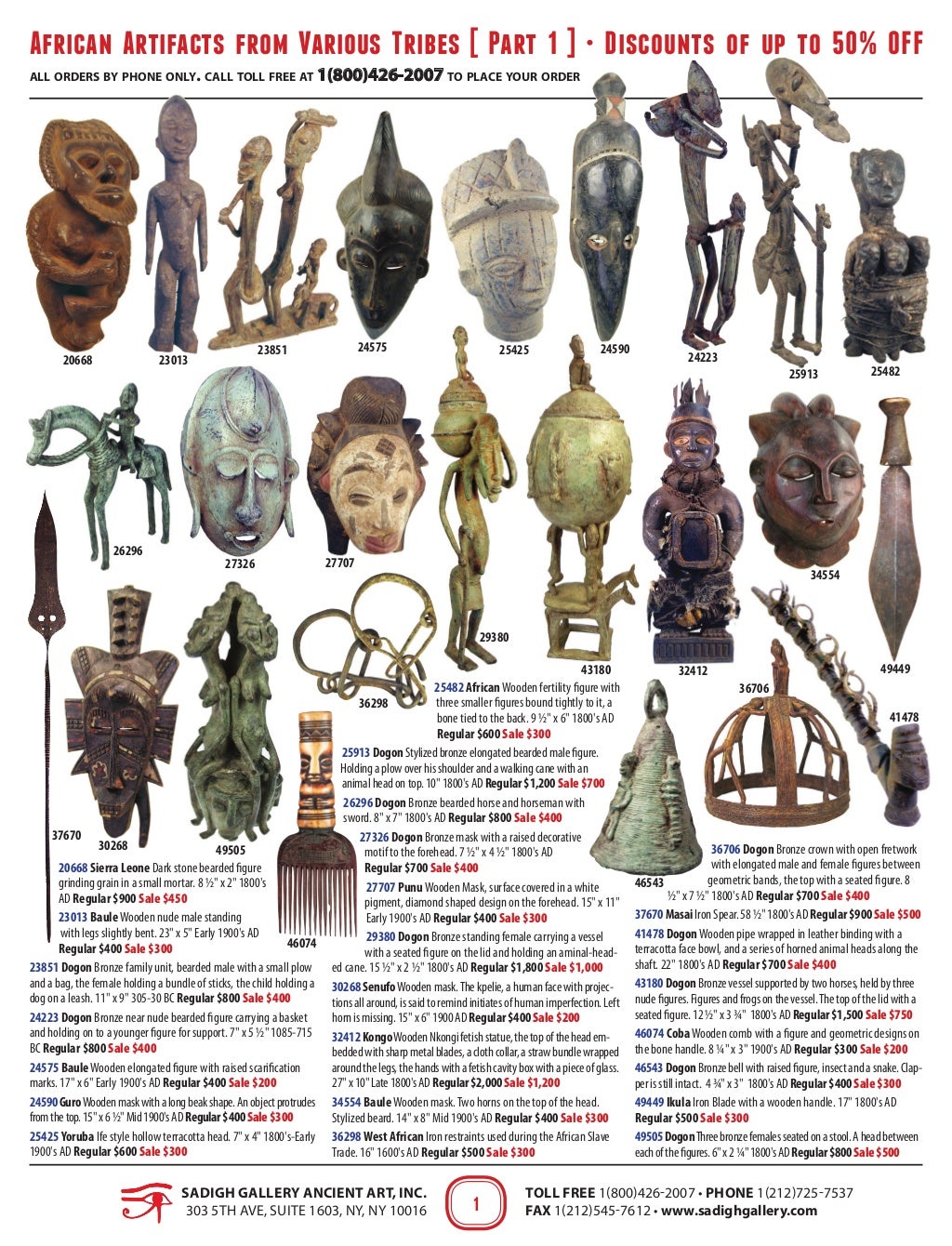 Sadigh Gallery African Artifacts Sale Part 1