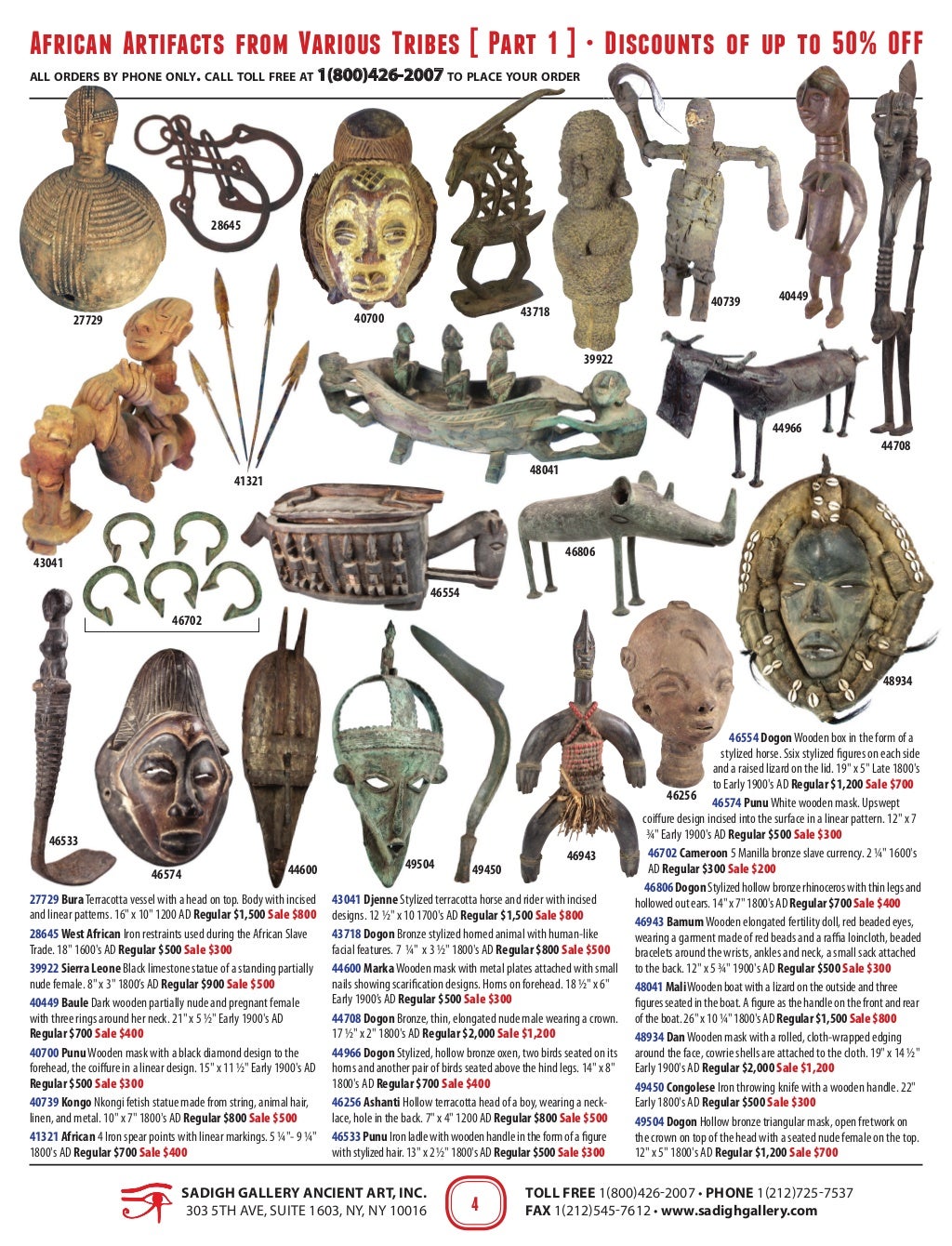 Sadigh Gallery African Artifacts Sale Part 1