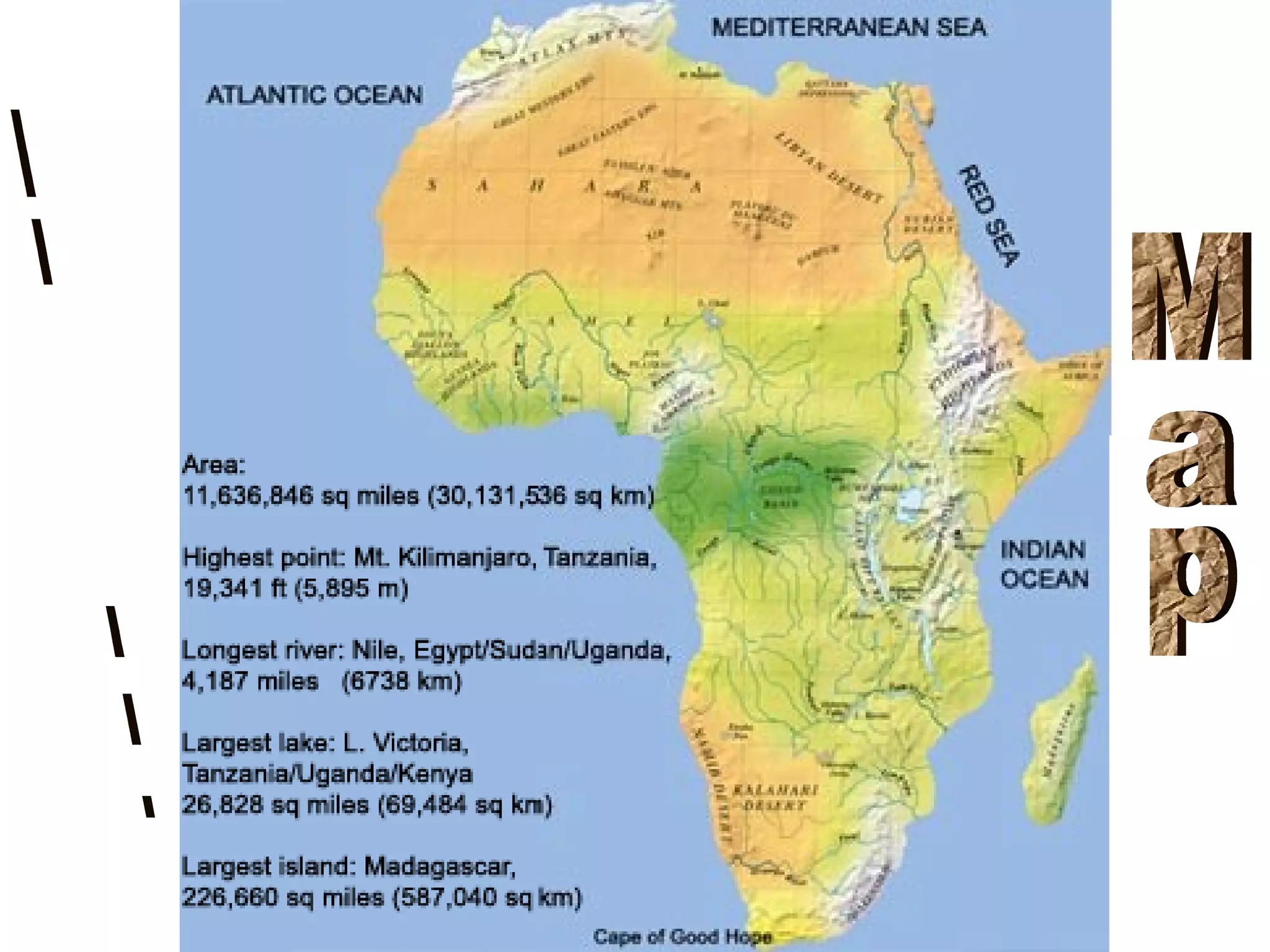 Map Of Africa Geographical Features Africa Map With Countries And