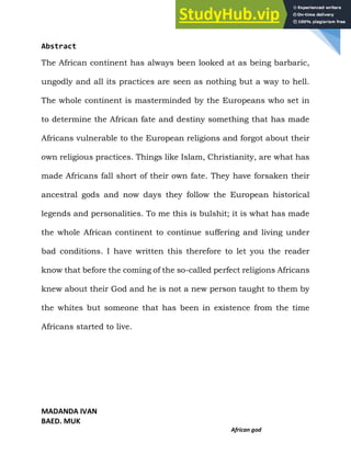 AFRICAN GOD | PDF