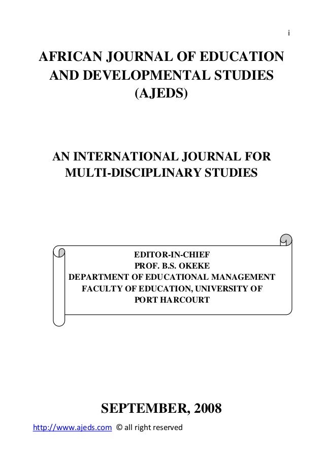 African journal of education and developmental studies volume 5 no 2