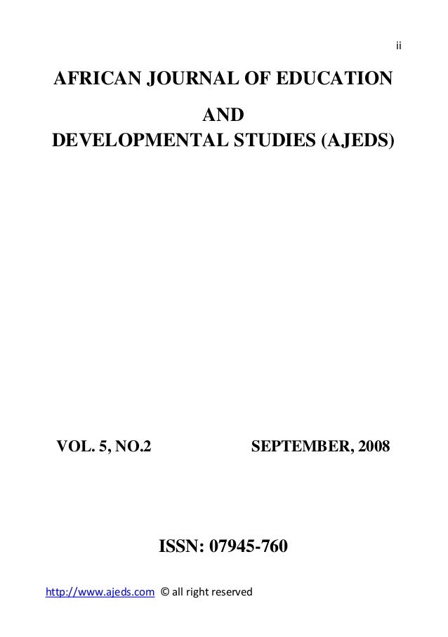 African journal of education and developmental studies volume 5 no 2