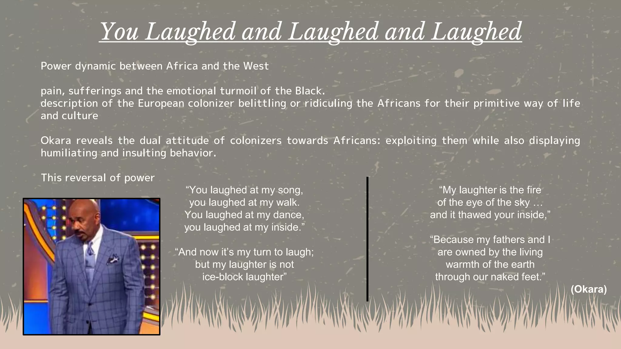 Gabriel Okara's Postcolonial Vision 'You Laughed and Laughed and