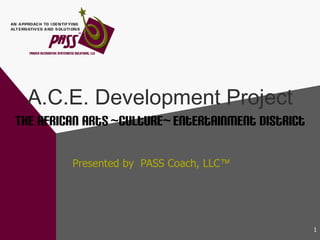 A.C.E. Development Project The African Arts ~ ~ Culture ~ ~Entertainment District Presented by  PASS Coach, LLC ™ 