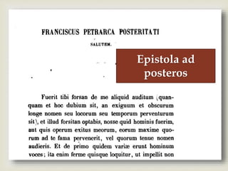 
Epistola ad
posteros
 