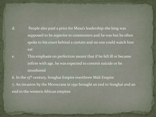 After the collapse of Rome, Muslims brought the region under Islamic dominationA. Ancient African CivilizationEarliest kingdom in northeastern Africa was Kush 	The capital of Kush was Meroë 	Kush grew in power and by 700 B.C. had overthrown Egyptian rule and 	conquered all of Egypt and established its own dynasty of pharaohs 	The Assyrians drove out the Kushites about 660 B.C., but the Kushite 	kingdom continued for almost 1000 years longer2. Aksum eventually conquered Kush in 330 A.D. a.		Aksum embraced Christianityb.		The kingdom’s conversion to Christianity was the work of  Frumentius who was a Syrian Christian3. Askum became the center of the modern state of Ethiopia.
