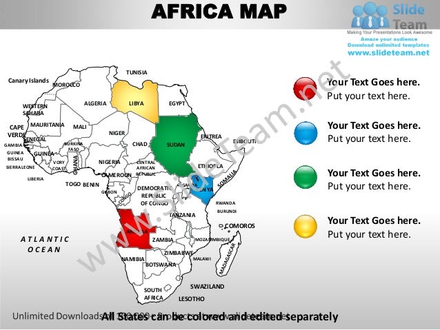 Africa powerpoint editable continent map with countries templates sli…