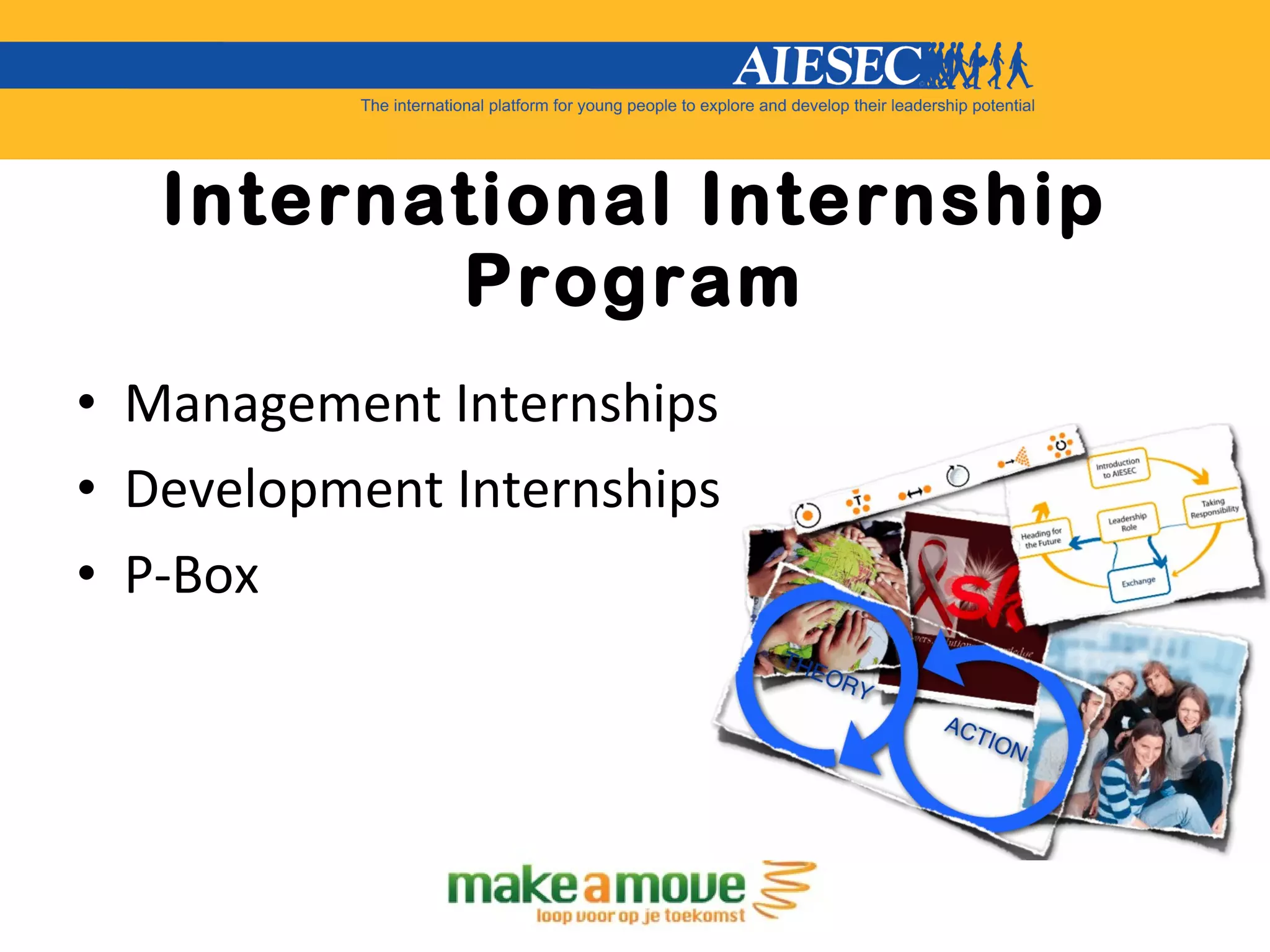 International Internship Program Management Internships Development Internships P-Box 