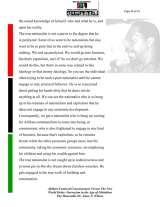 Afrikan centered consciousness versus the new world order | PDF