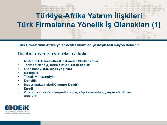 Afrika Pazari Firsatlar Dikkat Edilmesi Gereken Hususlar 01 01 2013