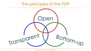 learn.afrinic.net | slide 30
The principles of the PDP
Open
Transparent Bottom-up
 