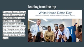 Leading from the top
President Barack Obama
invited 30 companies to
the White House (on his
birthday, no less) to
particip...