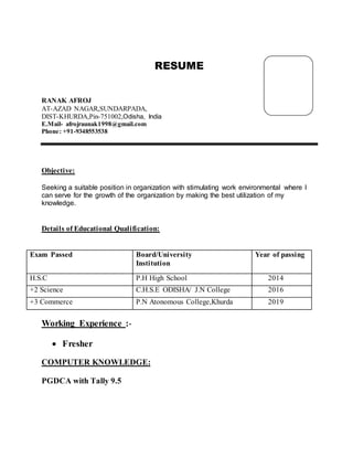Afroj cv | DOCX