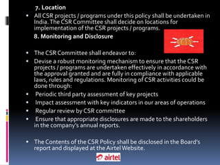 Corporate Social Responsibilty of Bharti Airtel | PPTX