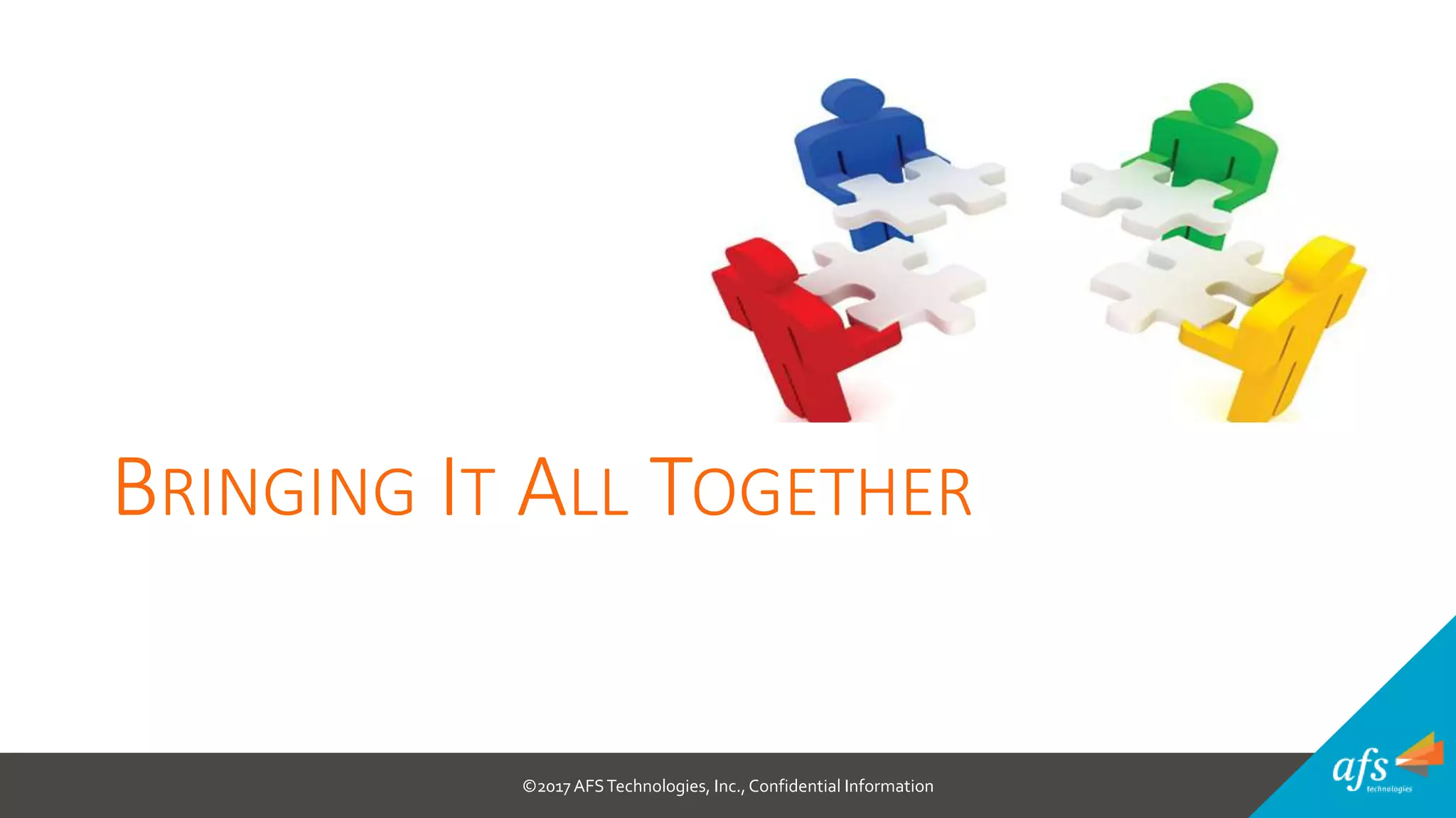 ©2017 AFSTechnologies, Inc.,Confidential Information
BRINGING IT ALL TOGETHER
 