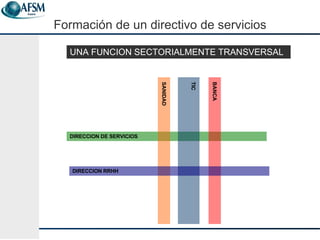 Formaci ón de un  directivo de servicios DIRECCION DE SERVICIOS SANIDAD TIC BANCA DIRECCION RRHH UNA FUNCION SECTORIALMENTE TRANSVERSAL   
