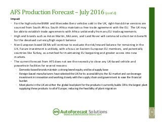 www.autoforecastsolutions.com
AutoForecast Solutions
AFS ProductionForecast– July 2016 (cont’d)
Impact
• For the high volu...