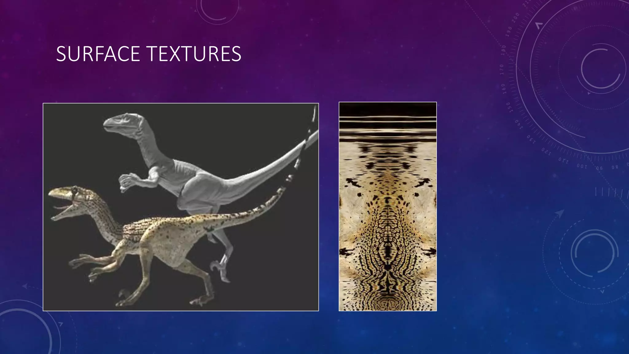 SURFACE TEXTURES
• Add visual detail to surfaces of 3D objects
 