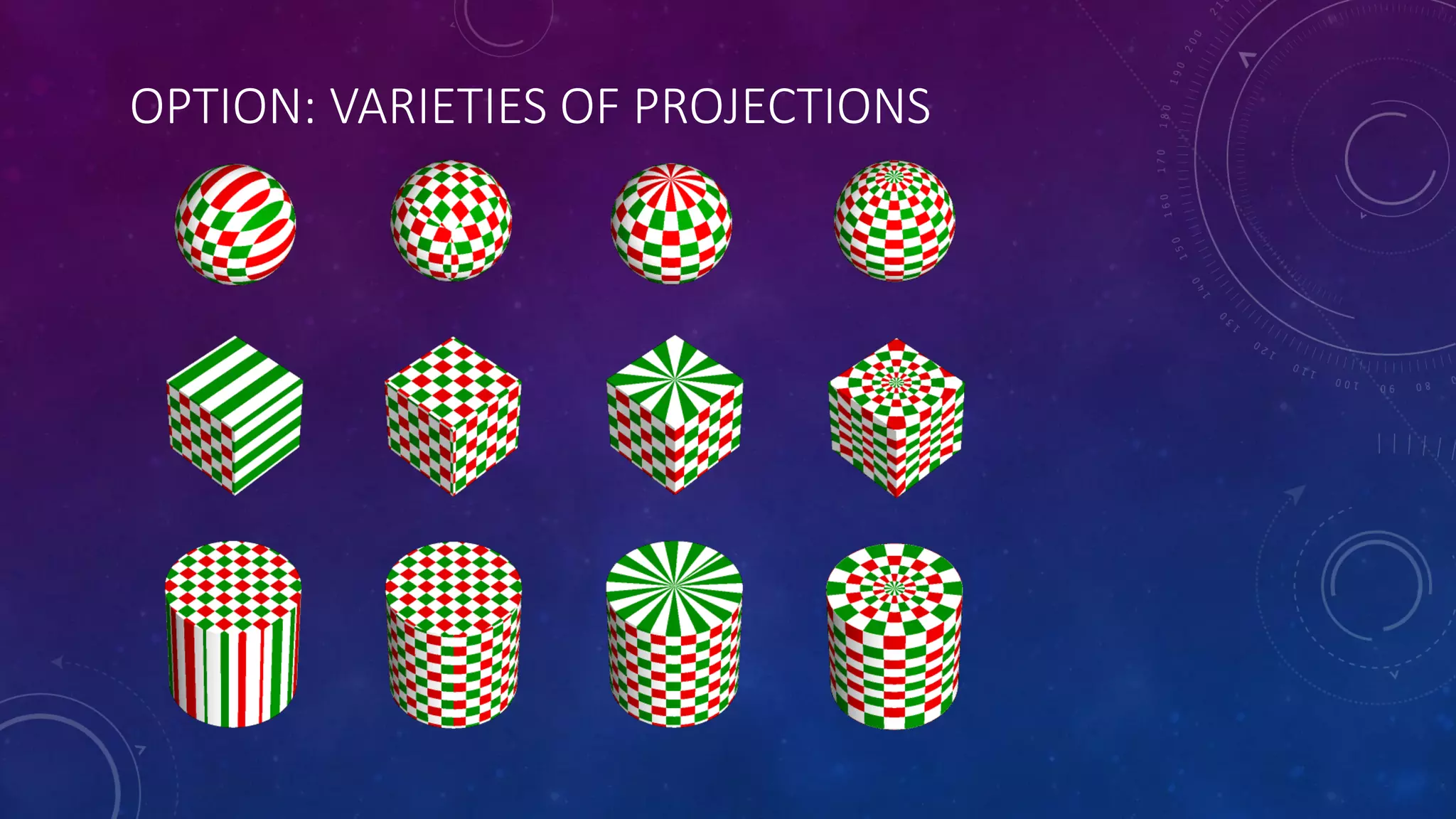 OPTION: VARIETIES OF PROJECTIONS
 