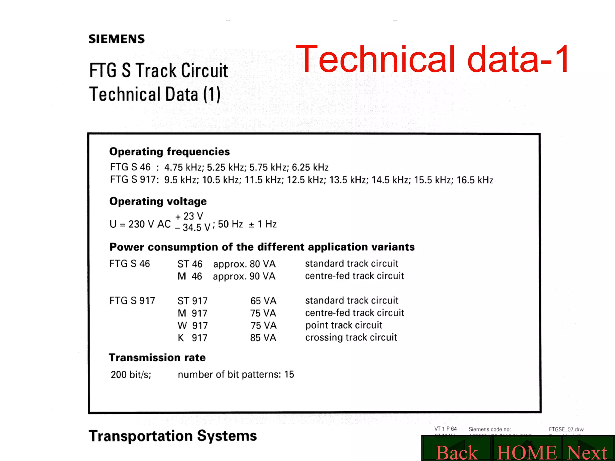 Technical data-1 Next HOME Back 