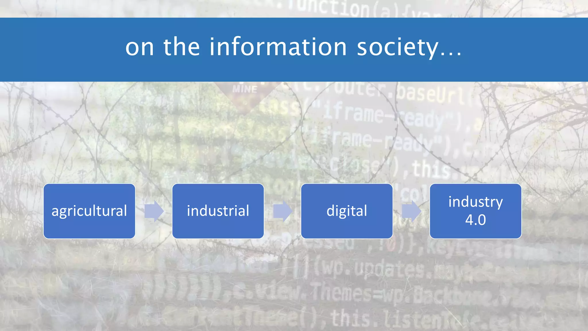 on the information society…
agricultural industrial digital
industry
4.0
 