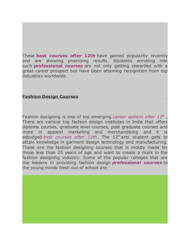 Study Of Fashion Designing After Th Study Of Fashion Designing After Th