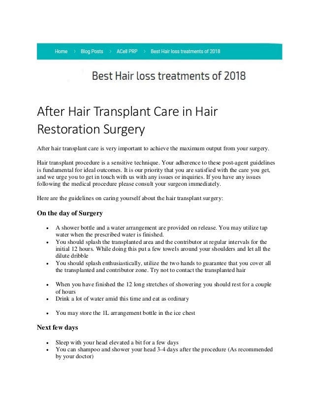 After Hair Transplant Care In Hair Restoration Surgery Output