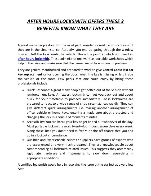 After Hours Locksmith Offers These 3 Benefits