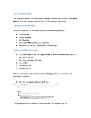 Process Update Slides Comprehensive After Hours Call Handling Process for Operational Teams ...