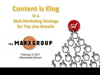 Content is King in a Web Marketing Strategy for Top Line Growth February 2, 2011 Aftermarket eForum 