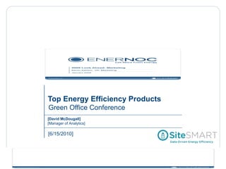 Top Energy Efficiency Products [6/15/2010] Green Office Conference [David McDougall] [Manager of Analytics]  