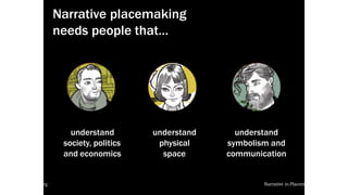 local-legends.org Narrative in Placemaking
understand
society, politics
and economics
understand
physical
space
understand
symbolism and
communication
Narrative placemaking
needs people that...
local-legends.org Narrative in Placemaking
 
