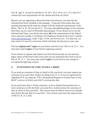 After opening an immigration case for pro se litigants – 9th circuit | PDF