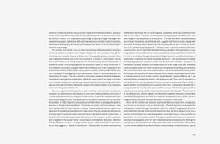 historical context (we tend to reduce human reality to its historical condition, based on         photographic technique with an act of negation. Apparently, there is an underlying ironic
known and valued references), which due to lack of perspective we are not able to evalu-          take on pop culture, and also a reconstruction of photography as something other than
ate from our present. The progression of technology is passing through new stages with            what the genre had established in artistic terms. “The care with which the book is edited,
overwhelming speed, establishing with each new advance a modified model of operation,             even though the pictures are artistically bad, suggests that Ruscha is also playing with
which places photography at the mid point between the history of art and technological            the notion of banality, which doesn’t exclude the desire for his work to have an impact,
advances that emerge.                                                                             that is, for the work to be reproduced”.11 Ruscha’s work is part of a tendency that is very
   The art critic and theorist Jose Luis Brea has analyzed different aspects concerning           common in the second half of the twentieth century, a tendency that approaches culture
art and its relation to incipient technologies designed for communication through the             using art as a critical and liberating weapon, capable of breaking established formal limits.
internet, a new venue for creative activities which has upset all previous concepts. Brea         It is not so much about transgressing established genres, which would be more a type of
calls the present time we live in the Post-media Era, a domain in which public circula-           Avant-Garde movement, but rather relocating discourse12. One key element to consider
tion of information is not strictly subject to the hierarchical regulation characteristic of      is that photography has come into contact over the years with semiotics—it began to be
traditional media, structurally organized for production based on social consensus. In            interpreted, decoded, analyzed and reassembled not as an image but a text. Nowadays,
this new arena production is geared toward each individual user, in an independent and            many conceptual artists from North America use photography as a starting point, directing
detail-oriented fashion.8 Although the book explores questions relating to Net.art that stray     their work toward other areas that question what is and is not a work of art, taking certain
from the subject of photography, it does demonstrate a divide in the comprehension and            Duchampian premises to unthinkable extremes. Some creators moved toward performative
transmission of images. “The very concept of post-media prefigures the belief that we are         or linguistic aspects (such as Dan Graham, Joseph Kosuth, Lawrence Weiner, etc.), yet
now before a new historical context which affects the ways in which an image is received          for most of them photography played a vital testimonial role. They used to strengthen or
and circulated, and whose implications go beyond questions of constructing reality or the         cast doubt on their work, to separate it from one concept and associated it with another—
way we exchange information. Behind the present post-media condition is an underlying             always with the aim of questioning its essence. Since then, photography has been left in
crisis concerning representation.”9                                                               a gray area between society and culture, unable to escape. This tendency to expand has
   This new progression of photographic media, which has undermined the documentary               lasted up to now, taking on different perspectives decade after decade. “Toward the end
properties and expanded the field of action to other more intellectual areas, is the result of    of the seventies and into the eighties the interrelation between theory and practice was
a continual displacement occurring over the last century. It was in the seventies that previ-     manifested through artists who tried to re-examine photography’s place in the culture of
ous concepts began to crack, first questioned by conceptual artists and then by cinematic         image as a whole and as it corresponded to art’s function in mass media”13
structuralists. In 1962, Edward Ruscha produced a limited edition of photographic books by           Víctor del Río outlines two separate trajectories that may explain why photography
the name of Twentysix Gasoline Stations. The photos are aseptic, cold, and irrelevant—they        has become so important in the last few decades. “The first trajectory incorporates the
don’t stand out and don’t seem special in any way. They are produced without any technical        photographic medium through hybridization with other media. Photography is thus indi-
rigour and do not attempt to go beyond the initial claim. They are just like any other record.    rectly legitimated through a process that arises from other art forms being in crisis. It is a
The artist wasn’t trying to become a dominant figure in the field or define a certain style. It   process of hybridization that uses photography’s unspecified nature—a future not bound
strays from the technical values traditionally admired in the discipline, and the pieces are      by tradition—to enrich artistic content. The spaces used for such pieces and the scenic
even presented in the popular format, renouncing any kind of artistic distinction. Twentysix      potential of photography allow for both installation and pictorial solutions. Among the
Gasoline Stations is an object—no longer a simple image—which mixes high and low culture.         possible types of hybridization one of the most fruitful is the one established with painting.
As Jeff Wall suggests in “Marks of Indifference”10 Ruscha, with this series, is dismantling       The axis formed between Andy Warhol, Robert Rauschenberg, Christian Boltanski, Sigmar



                                                                                                                                                                                            123
 