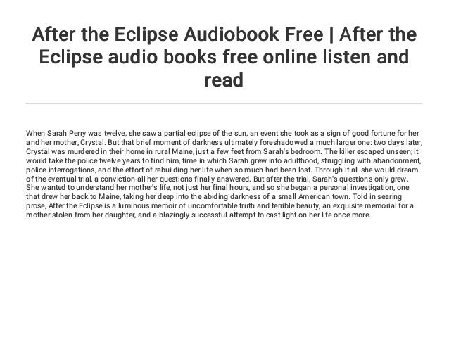After The Eclipse Audiobook Free After The Eclipse Audio Books Free