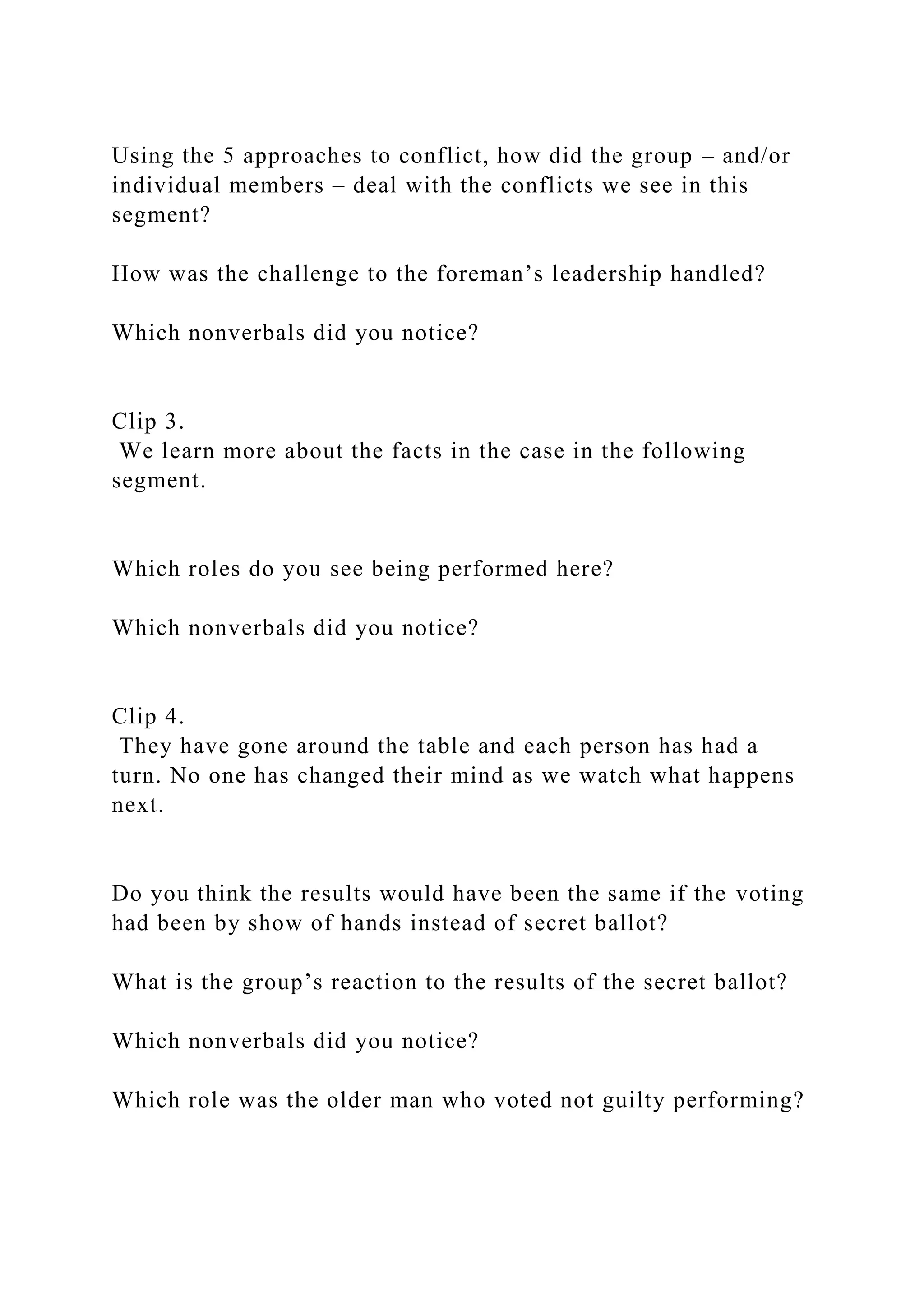 After viewing these 12 Angry Men video clips, create a Word docu | PDF