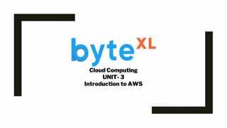 Cloud Computing
UNIT- 3
Introduction to AWS
 