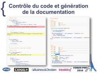 { Contrôle du code et génération
de la documentation
 