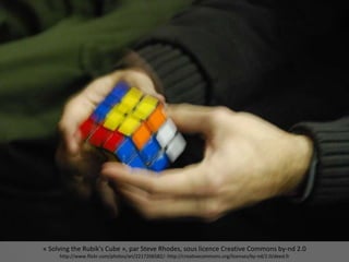 « Solving the Rubik's Cube », par Steve Rhodes, sous licence Creative Commons by-nd 2.0
http://www.flickr.com/photos/ari/2217206582/- http://creativecommons.org/licenses/by-nd/2.0/deed.fr
 