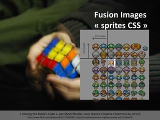 « Solving the Rubik's Cube », par Steve Rhodes, sous licence Creative Commons by-nd 2.0
http://www.flickr.com/photos/ari/2217206582/- http://creativecommons.org/licenses/by-nd/2.0/deed.fr
Fusion Images
« sprites CSS »
 