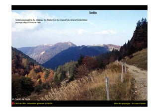 forêts

 Unité paysagère du plateau du Retord et du massif du Grand Colombier
 paysage depuis Virieu-le-Petit




CAUE de l’Ain - Assemblée générale 17/06/09                                      Atlas des paysages – En cours d’étude
 